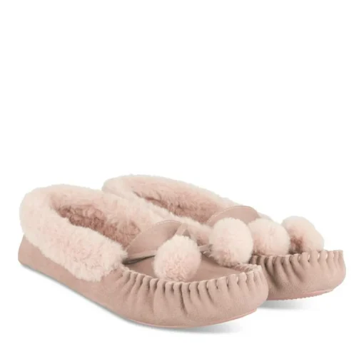 Chaussons ROSE Femme CUIR Motif Uni A Enfiler