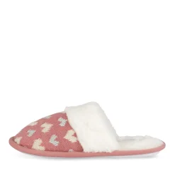 Chaussons ROSE Femme Motif Coeurs A Enfiler