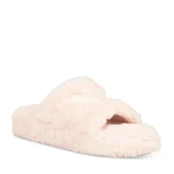Chaussons ROSE Femme Motif Fausse Fourrure Elastique