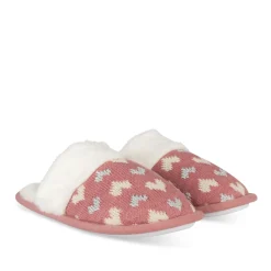 Chaussons ROSE Femme Motif Coeurs A Enfiler