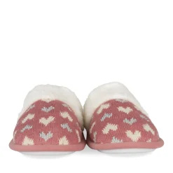 Chaussons ROSE Femme Motif Coeurs A Enfiler