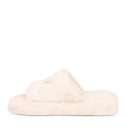 Chaussons ROSE Femme Motif Fausse Fourrure Elastique