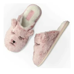 Chaussons ROSE Femme Motif Animal A Enfiler