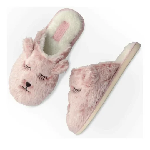 Chaussons ROSE Femme Motif Animal A Enfiler