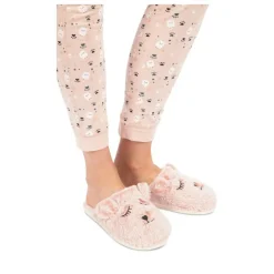 Chaussons ROSE Femme Motif Animal A Enfiler
