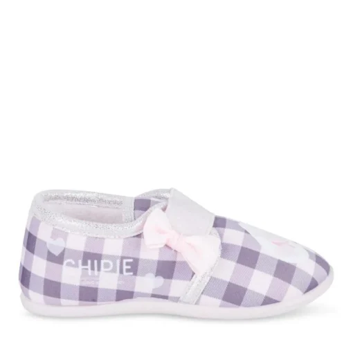 Chaussons ROSE Fille Motif Carreaux Elastique