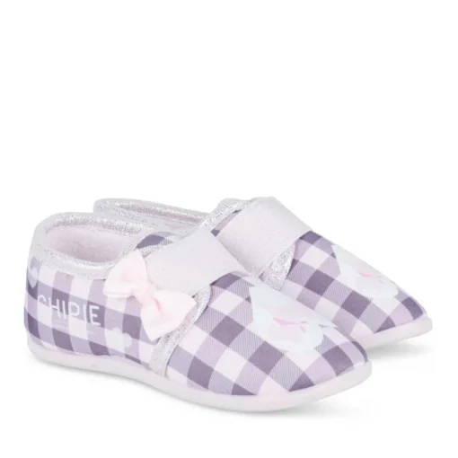 Chaussons ROSE Fille Motif Carreaux Elastique