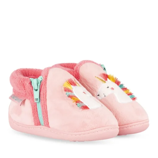 Chaussons ROSE Fille Motif Uni Fermeture éclair