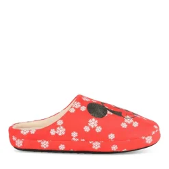 Chaussons ROUGE Femme Motif Carreaux A Enfiler
