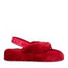 Chaussons ROUGE Femme Motif Fausse Fourrure Elastique