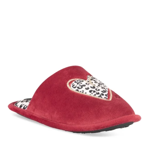 Chaussons ROUGE Femme Motif Animal A Enfiler