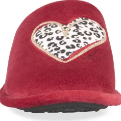 Chaussons ROUGE Femme Motif Animal A Enfiler