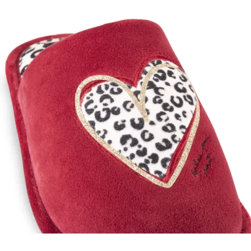 Chaussons ROUGE Femme Motif Animal A Enfiler