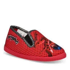 Chaussons ROUGE Fille Motif A Pois A Enfiler