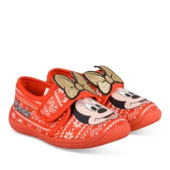 Chaussons ROUGE Fille Motif Uni Scratch