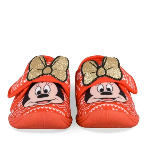 Chaussons ROUGE Fille Motif Uni Scratch