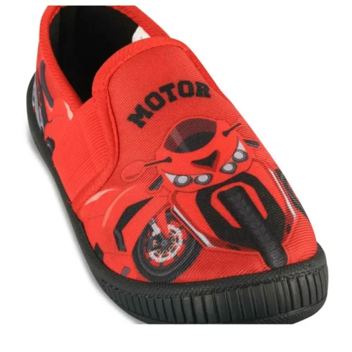 Chaussons ROUGE Garçon Motif Uni A Enfiler