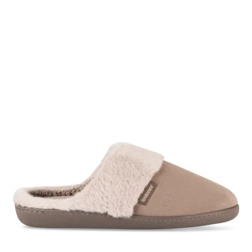 Chaussons TAUPE Femme Motif Uni A Enfiler