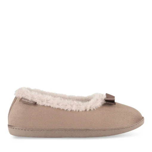 Chaussons TAUPE Femme Motif Uni A Enfiler