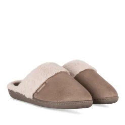 Chaussons TAUPE Femme Motif Uni A Enfiler