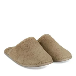 Chaussons TAUPE Femme Motif Uni A Enfiler