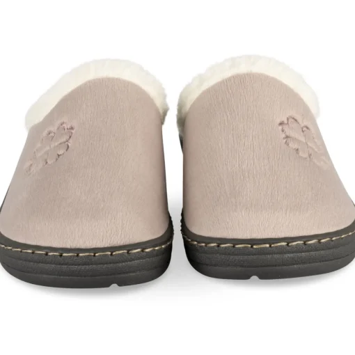 Chaussons TAUPE Femme Motif Uni A Enfiler