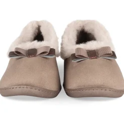 Chaussons TAUPE Femme Motif Uni A Enfiler