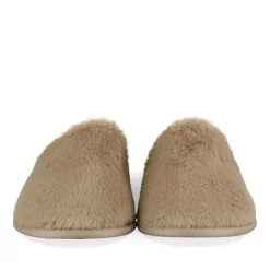 Chaussons TAUPE Femme Motif Uni A Enfiler