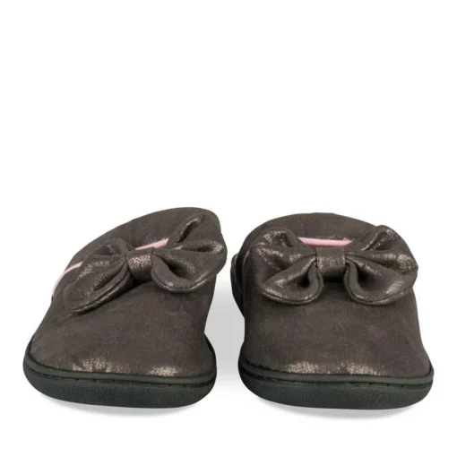 Chaussons TAUPE Femme Motif Uni A Enfiler