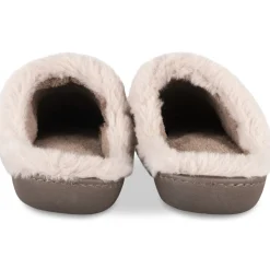 Chaussons TAUPE Femme Motif Uni A Enfiler