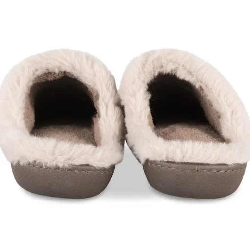 Chaussons TAUPE Femme Motif Uni A Enfiler