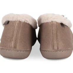 Chaussons TAUPE Femme Motif Uni A Enfiler