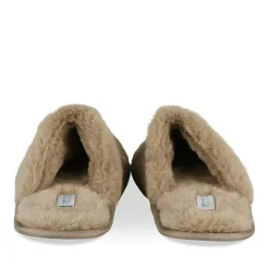 Chaussons TAUPE Femme Motif Uni A Enfiler