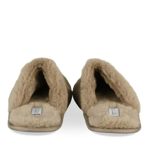 Chaussons TAUPE Femme Motif Uni A Enfiler