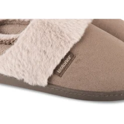 Chaussons TAUPE Femme Motif Uni A Enfiler