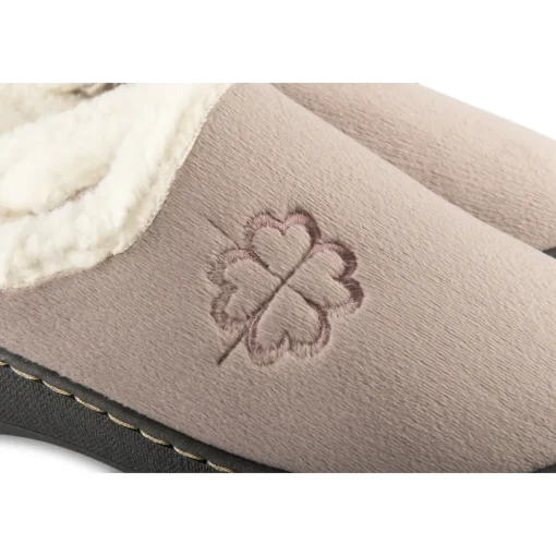 Chaussons TAUPE Femme Motif Uni A Enfiler