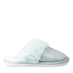 Chaussons VERT Femme Motif Uni A Enfiler