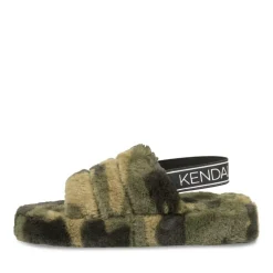 Chaussons VERT Femme Motif Camouflage Elastique