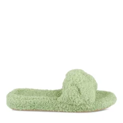 Chaussons VERT Femme Motif Uni A Enfiler