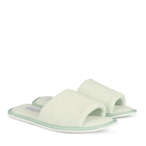 Chaussons VERT Femme Motif Uni A Enfiler