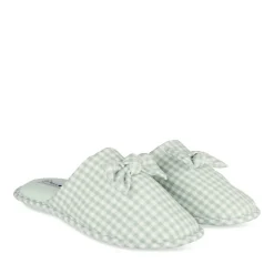 Chaussons VERT Femme Motif Uni A Enfiler