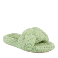 Chaussons VERT Femme Motif Uni A Enfiler