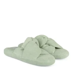 Chaussons VERT Femme Motif Uni A Enfiler