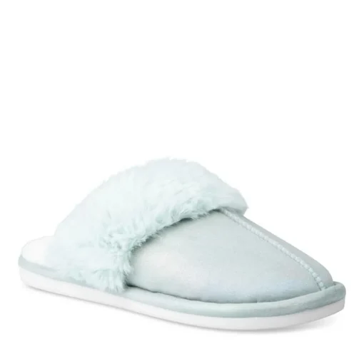 Chaussons VERT Femme Motif Uni A Enfiler