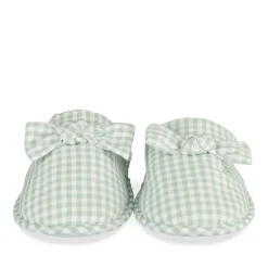 Chaussons VERT Femme Motif Uni A Enfiler
