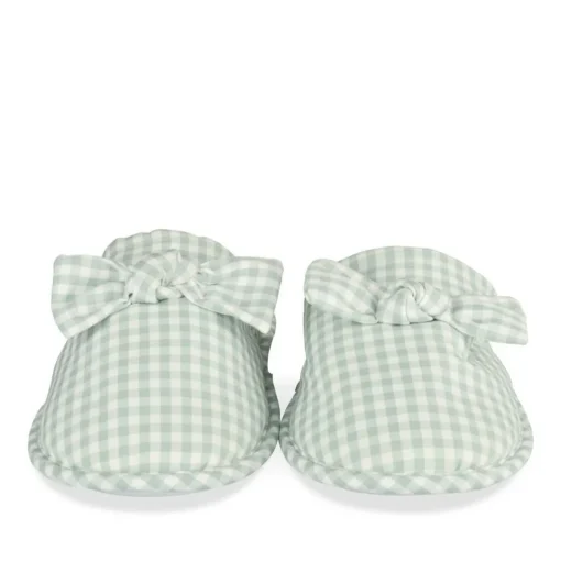 Chaussons VERT Femme Motif Uni A Enfiler