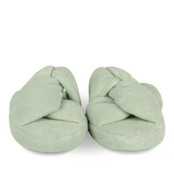 Chaussons VERT Femme Motif Uni A Enfiler