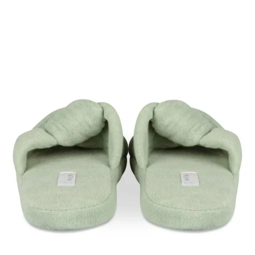 Chaussons VERT Femme Motif Uni A Enfiler