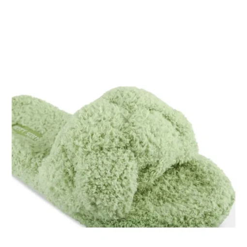 Chaussons VERT Femme Motif Uni A Enfiler
