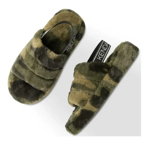 Chaussons VERT Femme Motif Camouflage Elastique
